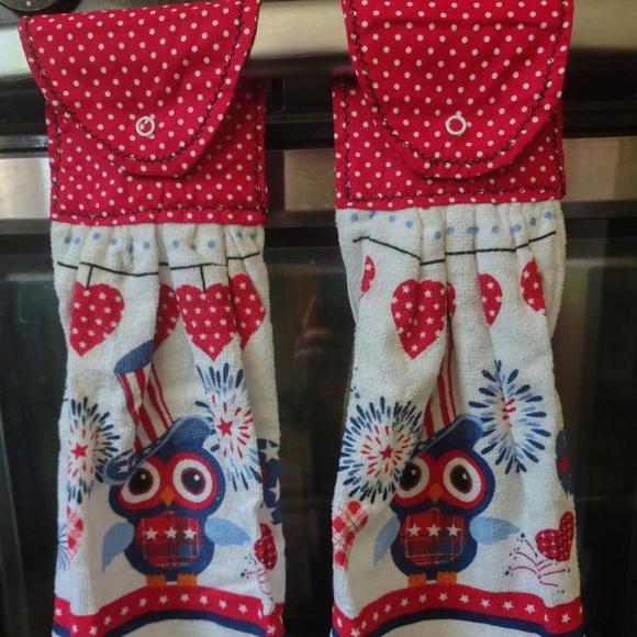 Independence Owl Hanging Towel, Set of 2 - Picture 1 of 3